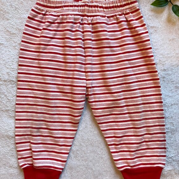 Striped Red & White 3-6M Cotton Jogger Pants GUC Baby Unisex Winter Holiday - Picture 1 of 15